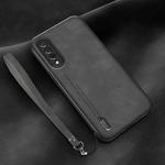 For Xiaomi Mi CC9 Lamba Skin Feel Leather Back Phone Case with Strap(Dark Grey)