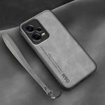 For Xiaomi Redmi Note 12 Pro 5G China Lamba Skin Feel Leather Back Phone Case with Strap(Space Grey)
