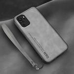 For Xiaomi Redmi Note 10 5G Lamba Skin Feel Leather Back Phone Case with Strap(Space Grey)