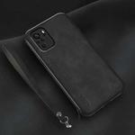For Xiaomi Redmi Note 10 5G Lamba Skin Feel Leather Back Phone Case with Strap(Black)