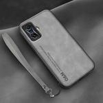 For Xiaomi Redmi K50 Gaming Lamba Skin Feel Leather Back Phone Case with Strap(Space Grey)