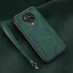 For Xiaomi Redmi K30 Ultra Lamba Skin Feel Leather Back Phone Case with Strap(Deep Green)