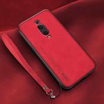 For Xiaomi Redmi K20 Lamba Skin Feel Leather Back Phone Case with Strap(Red)