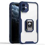 For iPhone 12 Armor Shockproof Magnetic Ring Phone Case(Navy Blue)