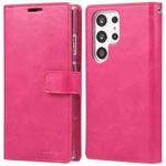 For Samsung Galaxy S23 Ultra 5G GOOSPERY MANSOOR DIARY 9 Card Slots Leather Phone Case(Rose Red)