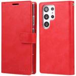 For Samsung Galaxy S23 Ultra 5G GOOSPERY MANSOOR DIARY 9 Card Slots Leather Phone Case(Red)