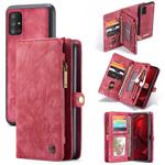 For Galaxy A51 4G CaseMe-008 Detachable Multifunctional Horizontal Flip Leather Case with Card Slot & Holder & Zipper Wallet & Photo Frame(Red)