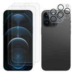 For iPhone 12 Pro Max 2pcs 0.26mm 9H 2.5D Tempered Glass Screen Film with 2pcs Lens Protector
