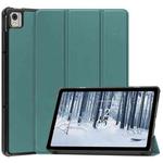 For Nokia T21 Custer Pure Color 3-Fold Holder Leather Smart Tablet Case(Green)