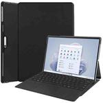 For Microsoft Surface Pro 9 Custer Pure Color Holder Leather Tablet Case(Black)