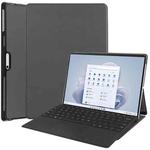 For Microsoft Surface Pro 9 Custer Pure Color Holder Leather Tablet Case(Grey)