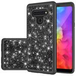 For LG Q Stylo 6 Glitter Powder Contrast Skin Shockproof Silicone + PC Protective Case(Black)