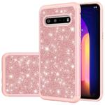 For LG V60 ThinQ Glitter Powder Contrast Skin Shockproof Silicone + PC Protective Case(Rose Gold)