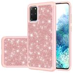 For Galaxy S20 Plus Glitter Powder Contrast Skin Shockproof Silicone + PC Protective Case(Rose Gold)