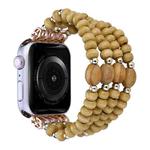 Wood Beads Watch Band For Apple Watch Ultra 49mm&Watch Ultra 2 49mm / Series 9&8&7 45mm / SE 3&SE 2&6&SE&5&4 44mm / 3&2&1 42mm(4-row Wood Color)