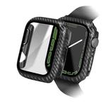 For Apple Watch Series SE 2&6&SE&5&4 44mm Carbon Fiber PC Tempered Glass Integral Watch Case(Black)