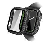 For Apple Watch Series 8&7 41mm Carbon Fiber PC Tempered Glass Integral Watch Case(Black)