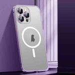 For iPhone 12 Spring Buckle Metal Frosted Magsafe Phone Case(Deep Purple)