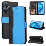 For Infinix Hot 20 4G Stitching-Color Leather Phone Case(Blue)