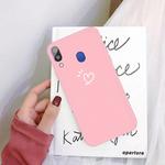 For Galaxy A40 Three Dots Love-heart Pattern Colorful Frosted TPU Phone Protective Case(Pink)