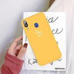 For Galaxy A40 Three Dots Love-heart Pattern Colorful Frosted TPU Phone Protective Case(Yellow)