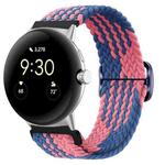 For Google Pixel Watch Buckle Nylon Braided Watch Band(Blue Pink)