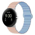 For Google Pixel Watch Reverse Buckle Magnetic Silicone Watch Band(Powder Blue)