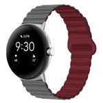 For Google Pixel Watch Reverse Buckle Magnetic Silicone Watch Band(Grey Wine Red)