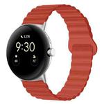 For Google Pixel Watch Reverse Buckle Magnetic Silicone Watch Band(Orange Red)