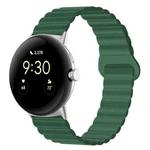 For Google Pixel Watch Reverse Buckle Magnetic Silicone Watch Band(Army Green)