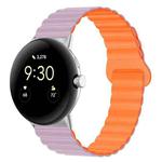 For Google Pixel Watch Reverse Buckle Magnetic Silicone Watch Band(Light Purple Orange)