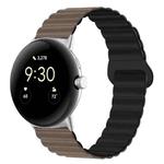 For Google Pixel Watch Reverse Buckle Magnetic Silicone Watch Band(Chocolate Black)