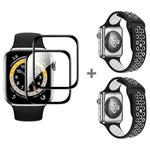 For Apple Watch Series SE 2&6&SE&5&4 40mm 2pcs Silicone Watch Band with 2pcs Soft Film(Black White)