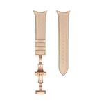 For Google Pixel Watch Butterfly Buckle Genuine Leather Watch Band(Rose Gold Apricot)