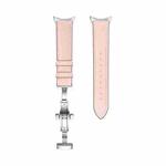For Google Pixel Watch Butterfly Buckle Genuine Leather Watch Band(Silver Pink)