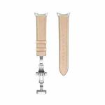 For Google Pixel Watch Butterfly Buckle Genuine Leather Watch Band(Silver Apricot)