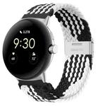 For Google Pixel Watch Metal Buckle Nylon Watch Band(Black White)