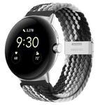 For Google Pixel Watch Metal Buckle Nylon Watch Band(Black Grey)