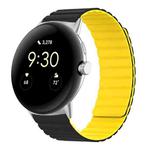 For Google Pixel Watch Two-section Magnetic Silicone Watch Band(Black Yellow)