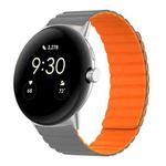 For Google Pixel Watch Two-section Magnetic Silicone Watch Band(Grey Orange)