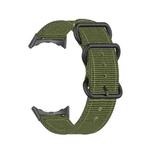 For Google Pixel Watch Three-ring Black Buckle Nylon Watch Band(Army Green)