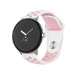 For Google Pixel Watch Two-color Reverse Buckle Silicone Watch Band(White Pink)