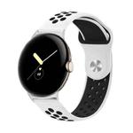 For Google Pixel Watch Two-color Reverse Buckle Silicone Watch Band(White Black)