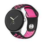 For Google Pixel Watch Two-color Reverse Buckle Silicone Watch Band(Black Pink)