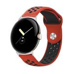 For Google Pixel Watch Two-color Reverse Buckle Silicone Watch Band(Red Black)