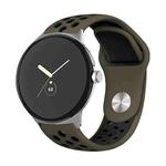 For Google Pixel Watch Two-color Reverse Buckle Silicone Watch Band(Khaki Black)