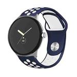 For Google Pixel Watch Two-color Reverse Buckle Silicone Watch Band(Blue White)