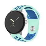 For Google Pixel Watch Two-color Reverse Buckle Silicone Watch Band(Green Blue)