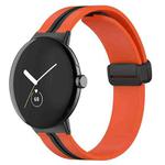 For Google Pixel Watch Two-color Folding Buckle Silicone Watch Band(Orange Black)