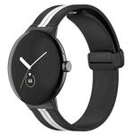 For Google Pixel Watch Two-color Folding Buckle Silicone Watch Band(Black White)